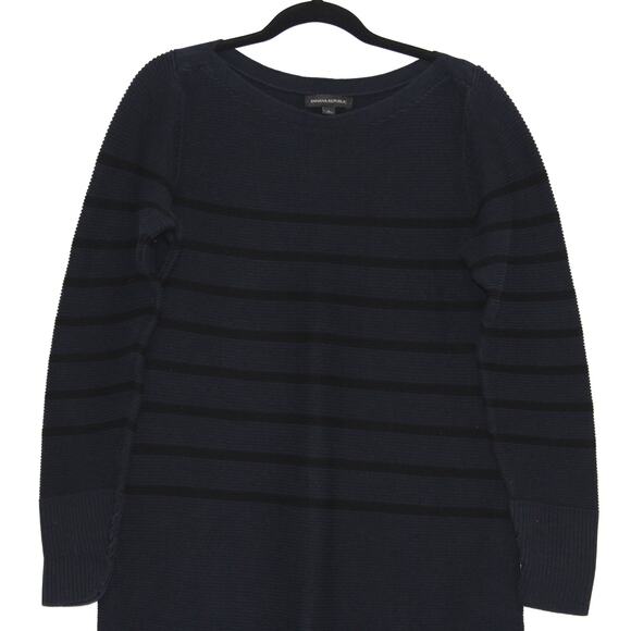 Banana Republic Navy Striped Tunic Sweater  Size Large - Picture 2 of 5